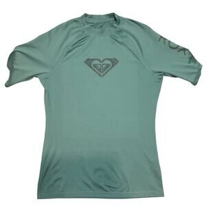 ROXY Women T-shirt size M Green Short Sleeve Stretch Workout Yoga Active Sport